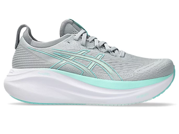 Asics Women's Gel Nimbus 27 Piedmont Grey Illuminate Mint - Image 2
