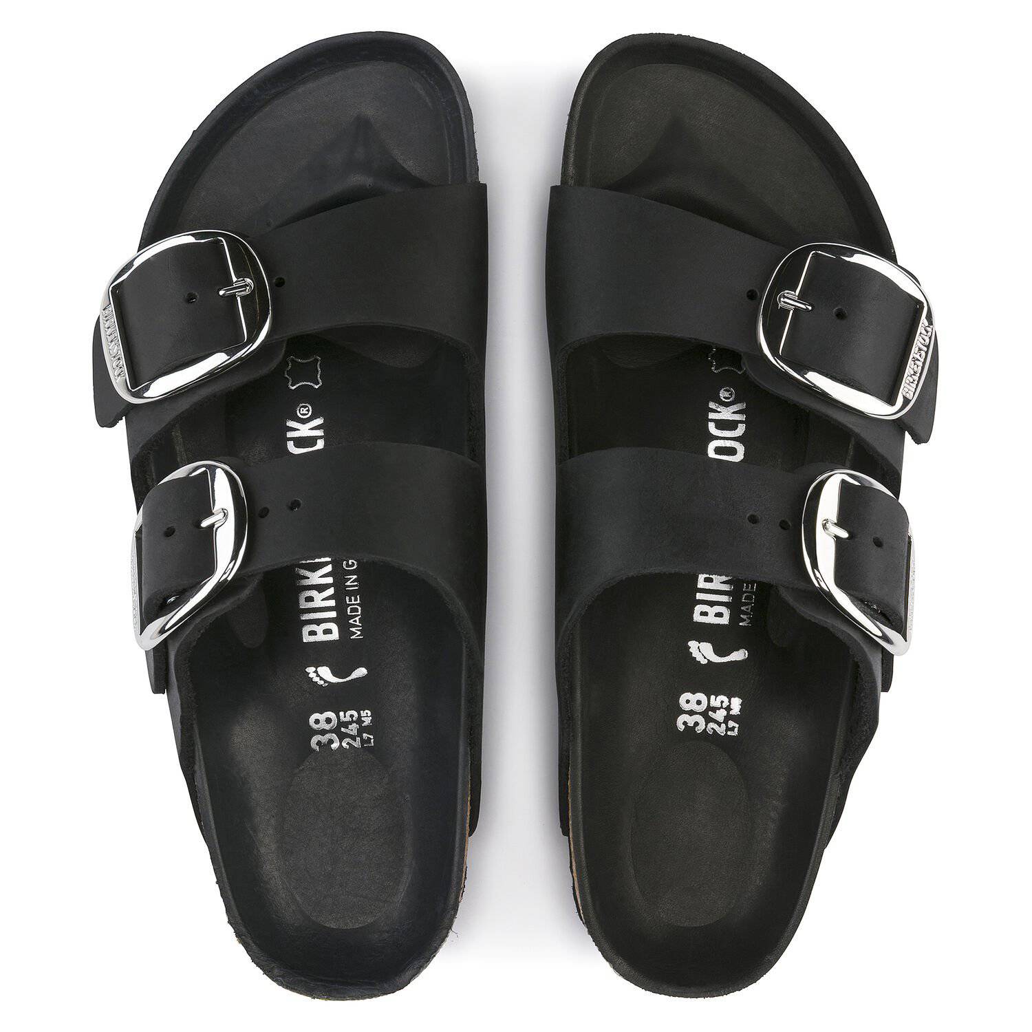 Birkenstock Women's Arizona Big Buckle Silver Buckle Oiled Leather Black 1011074/1011075 - Image 2