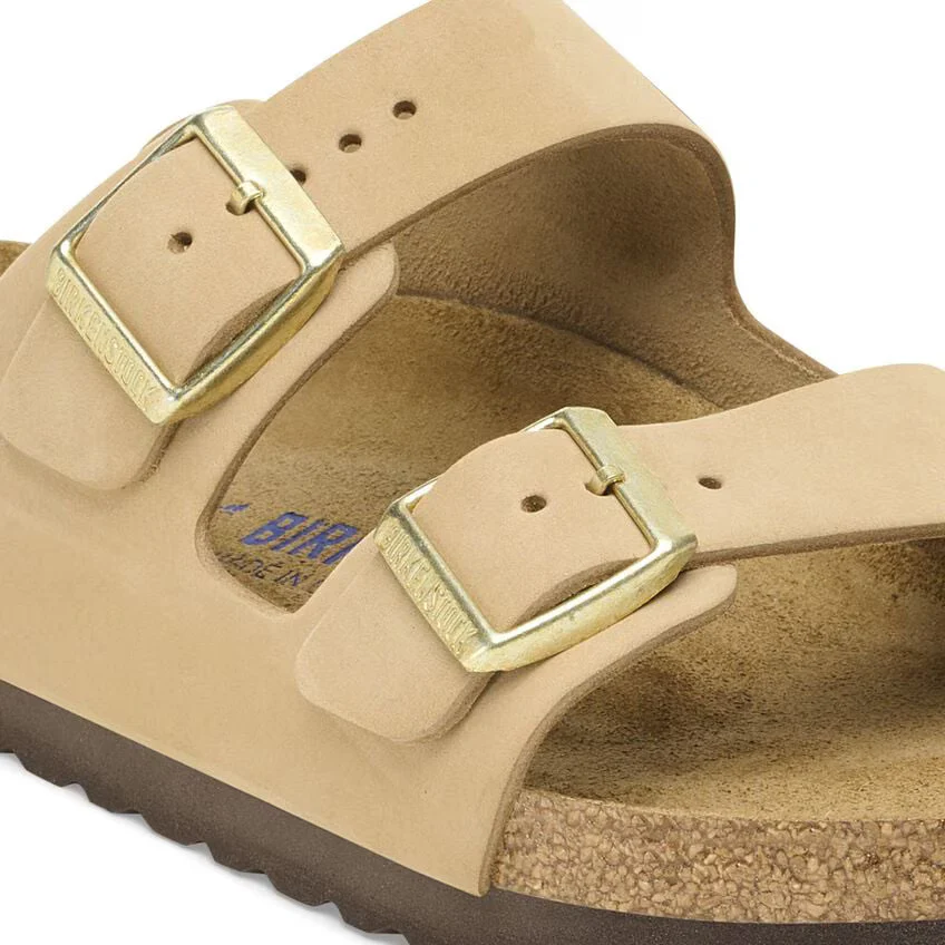 Birkenstock Women's Arizona Nubuck Soft Footbed Sandcastle 1019013 - Image 6