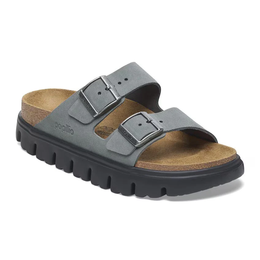 Birkenstock Women's Arizona Pap Chunky Suede Leather Basalt Gray Black 1029150 - Image 2