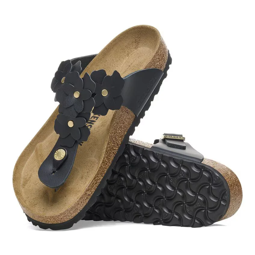 Birkenstock Women's Gizeh Flower Embellishment Black