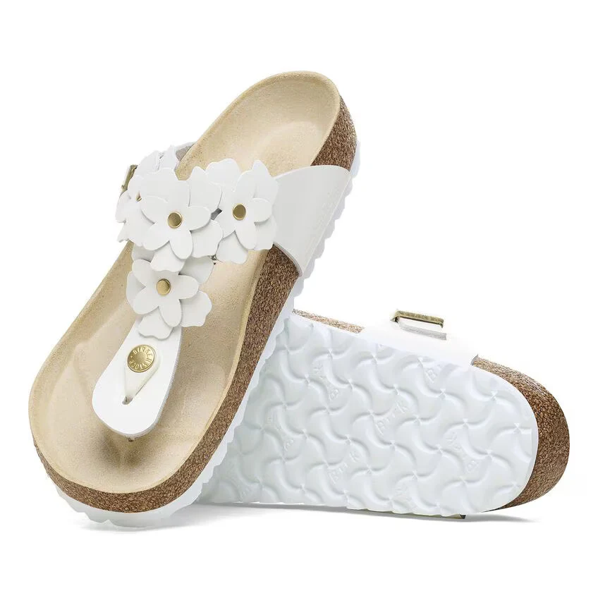 Birkenstock Women's Gizeh Flower Embellishment White