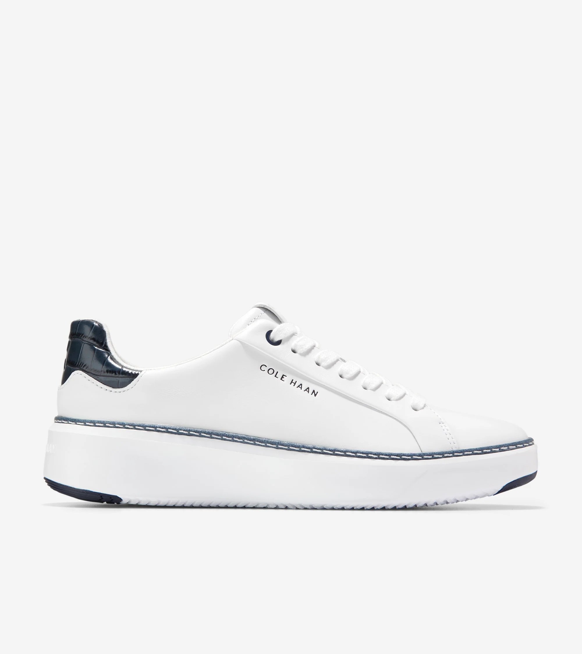 Cole Haan Women's Gradpro Topspin Sneaker White Navy Croc Print W32593 - Image 2