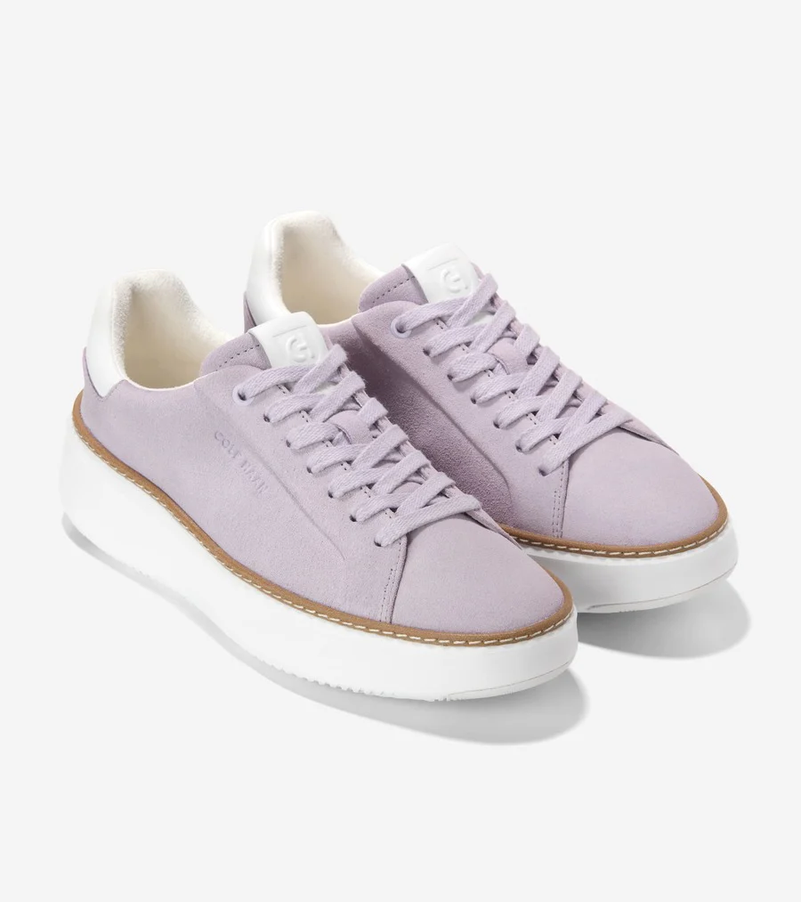 Cole Haan Women's Grandpro Topspin Sneaker Thistle Suede White W32595