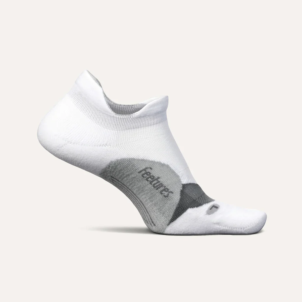 Feetures Elite Light Cushion No Show Tab White Grey