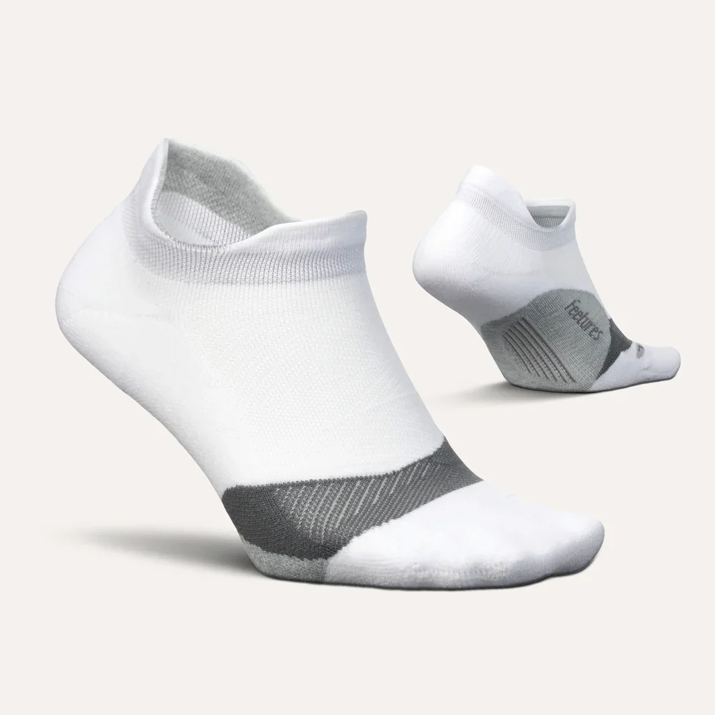 Feetures Elite Light Cushion No Show Tab White Grey - Image 2