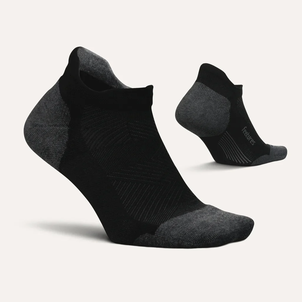 Feetures Elite Max Cushion No Show Tab Black Grey - Image 2