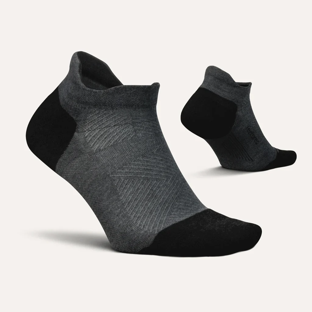 Feetures Elite Max Cushion No Show Tab Gray Black - Image 2