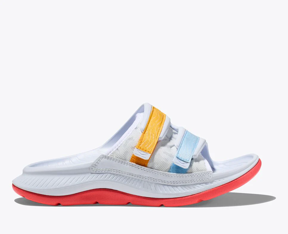 Hoka One One Unisex Ora Luxe Recovery Slide Adjustable White Camillia - Image 3