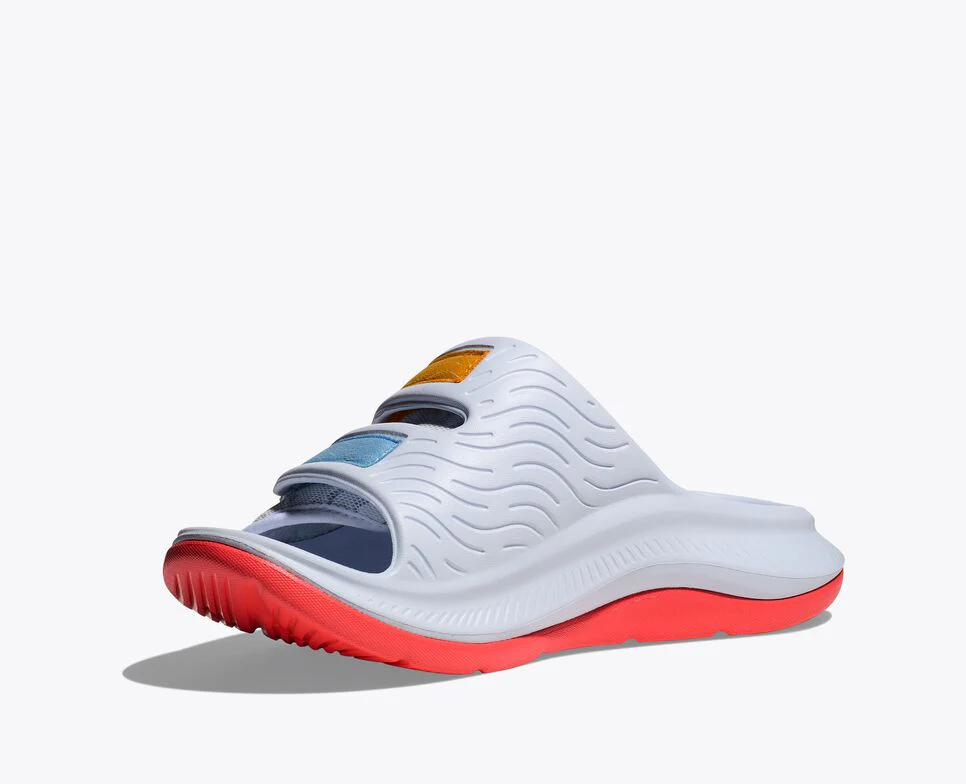 Hoka One One Unisex Ora Luxe Recovery Slide Adjustable White Camillia - Image 4