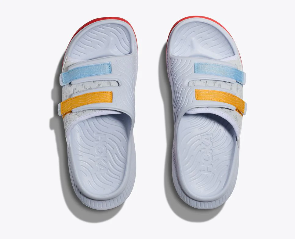 Hoka One One Unisex Ora Luxe Recovery Slide Adjustable White Camillia - Image 5