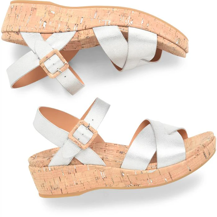 Kork Ease Women's Myrna 2.0 Silver Metallic Wedge Sandal - Image 2