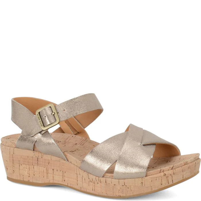 Kork Ease Women's Myrna 2.0 Soft Gold Metallic Wedge Sandal