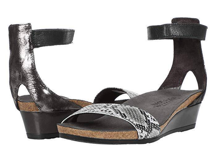 Naot Women's Pixie Grey Cobra Leather Onyx Leather Wedge - Image 4