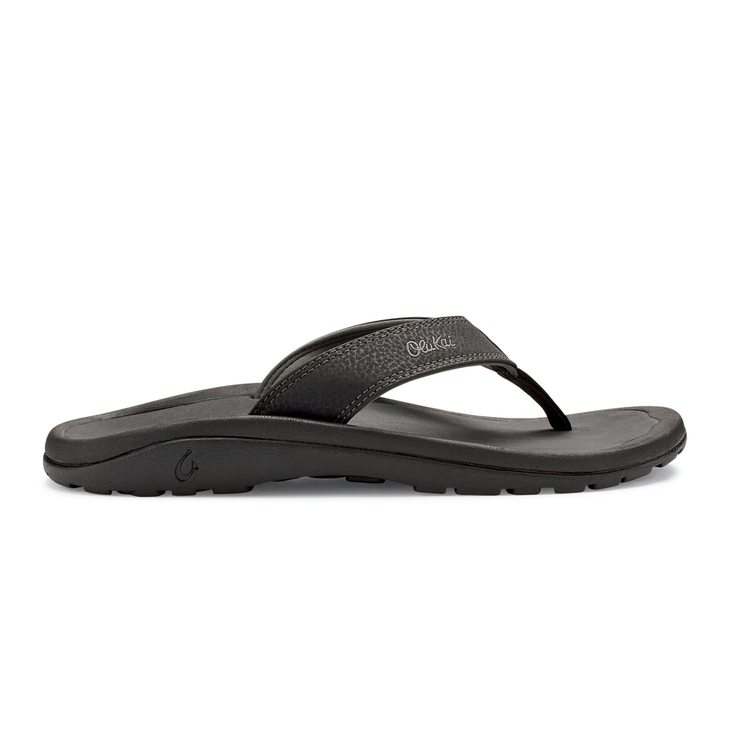 Olukai Men's Ohana Black Dark Shadow Flip-Flop