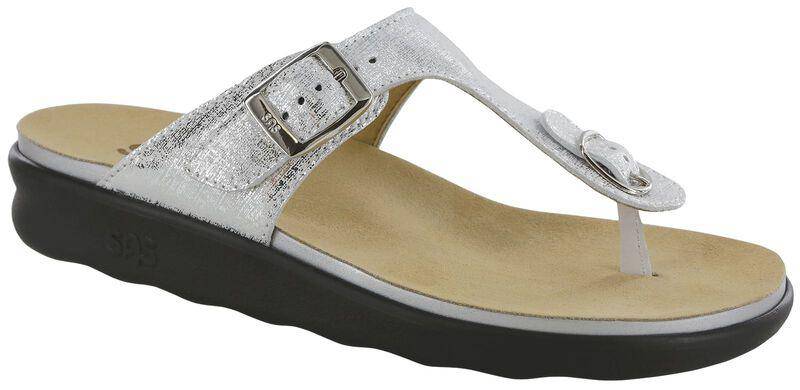 SAS Women's Sanibel Shiny Silver Sandal