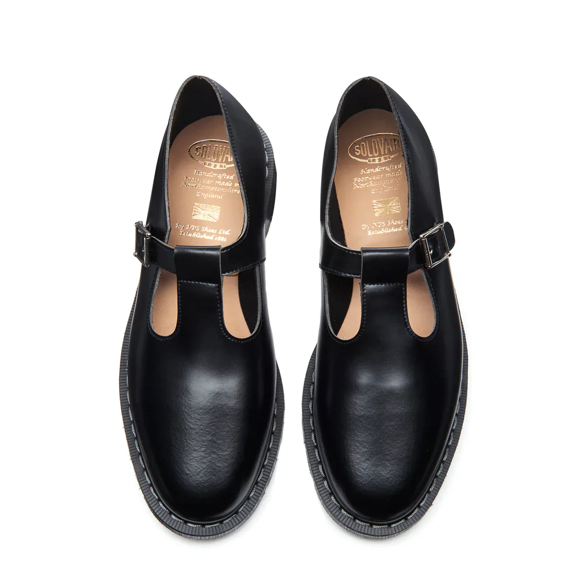 Solovair Women’s Mary Jane Shoe SO-393-BK-G Hi-Shine Black - Image 4