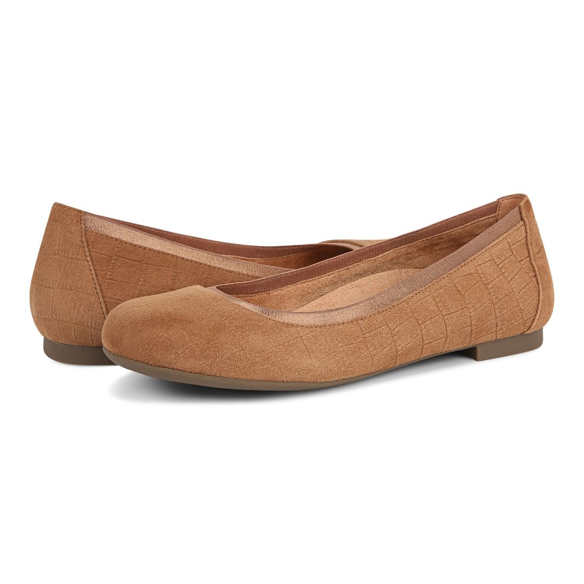 Vionic Anita Flat Tan Croc Suede - Image 4
