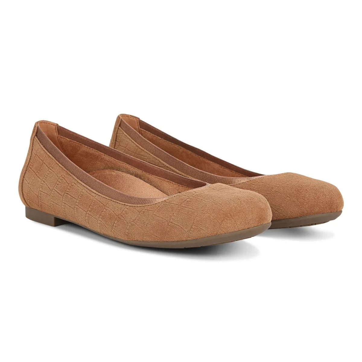 Vionic Anita Flat Tan Croc Suede - Image 5