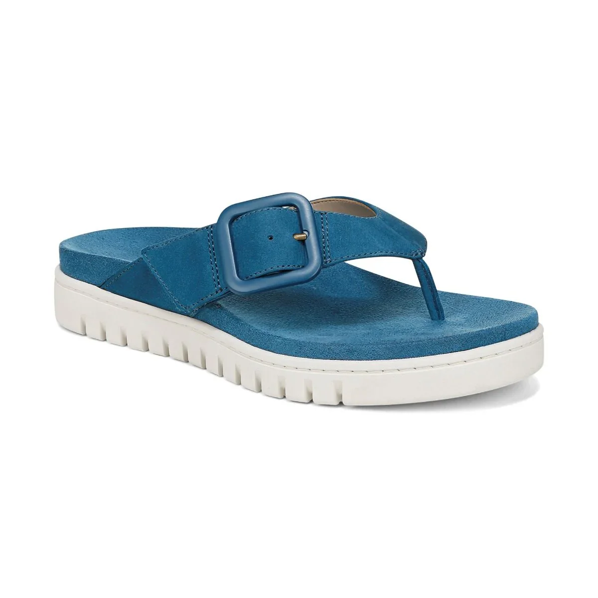 Vionic Women's Uptown Marin Toe Post Sandal Celestial Teal Nubuck