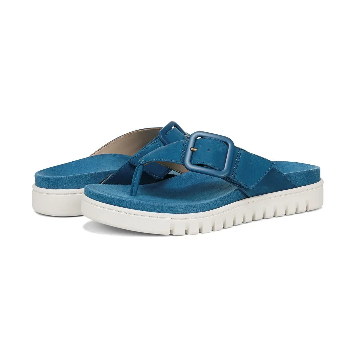 Vionic Women's Uptown Marin Toe Post Sandal Celestial Teal Nubuck - Image 7
