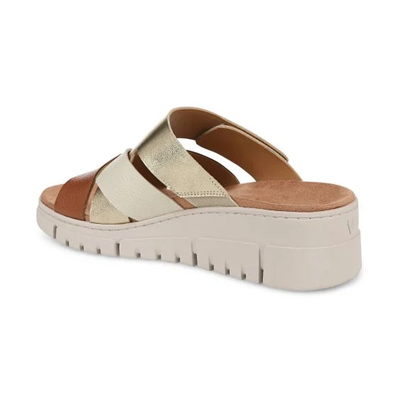 Vionic Women's Uptown Sunset Wedge Sandal Tan Gold Leather - Image 2