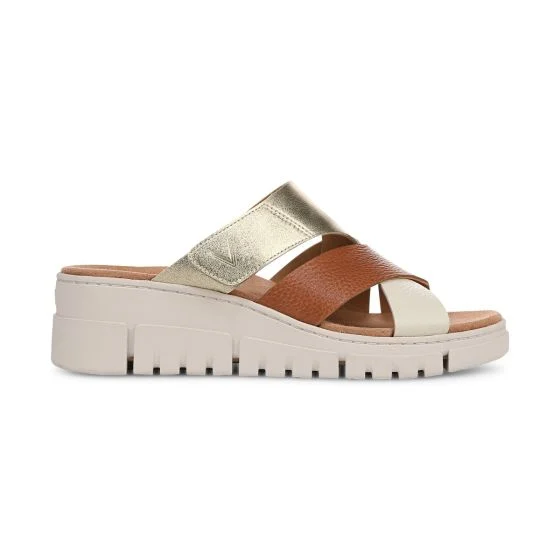 Vionic Women's Uptown Sunset Wedge Sandal Tan Gold Leather - Image 6